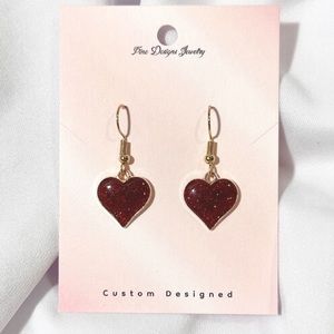❤️Gold Plated Deep Red Heart Earrings❤️